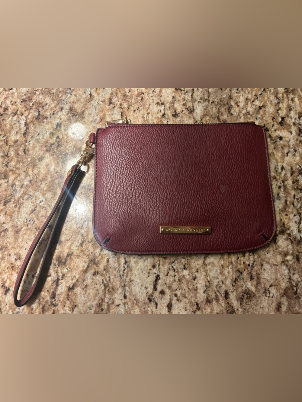 Poppy & Peonies ‘Berry’ Leather Wristlet Clutch